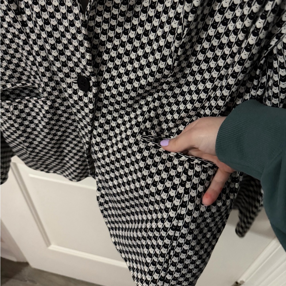 Betabrand Catstooth Transcendent Blazer - Black & White - Size Large - Picture 4 of 8